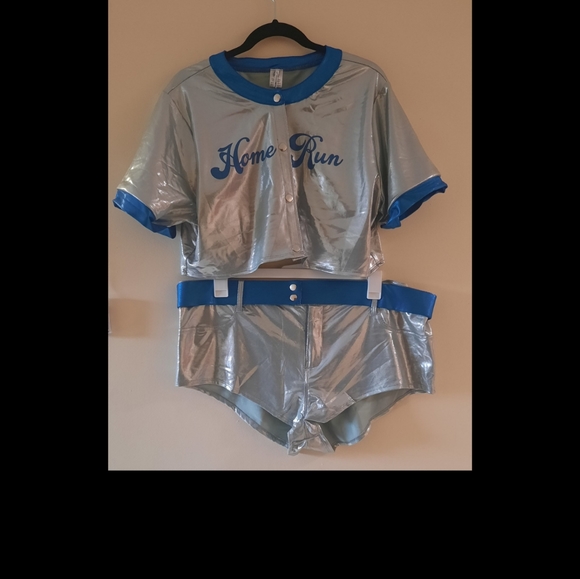 Sexy Player Costume 6 piece Size:3x/4x Color: Blue and Silver - Picture 6 of 6
